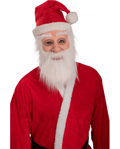 Maschera Babbo Natale in lattice con barba e capelli bianchi in Maschera Babbo Natale in lattice con barba e capelli bianchi in
