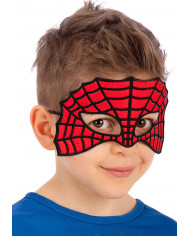 Antifaz araña para niño de tela en bolsa con solapa de cartón Antifaz araña para niño de tela en bolsa con solapa de cartón