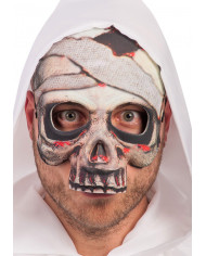 Maschera mezzo viso, adulto, rappresenta un teschio con bende Maschera mezzo viso, adulto, rappresenta un teschio con bende