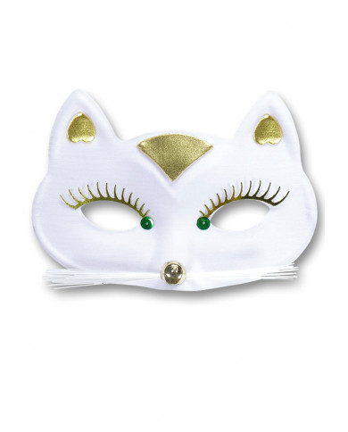 Maske weißes Kätzchen aus Stoff in Beutel mit Aufhänger