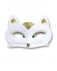 Maske weißes Kätzchen aus Stoff in Beutel mit Aufhänger