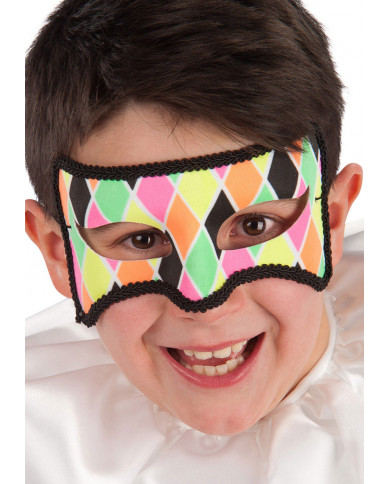 Masque Arlequin en tissu dans une pochette avec carte d’en-tête Masque Arlequin en tissu dans une pochette avec carte d’en-tête
