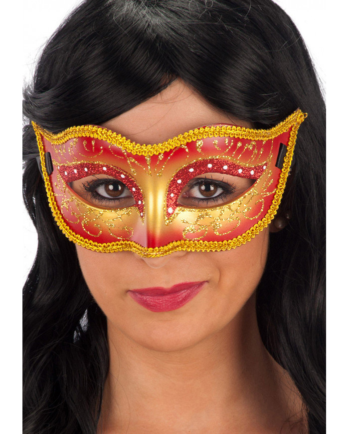 Red Mask In Hard Pvc W/Glitter In Pbh