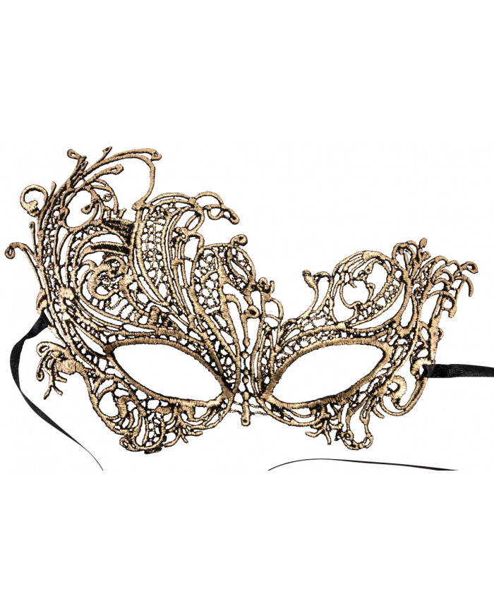 Golden mask in macram?ö fabric, for an elegant and intriguing