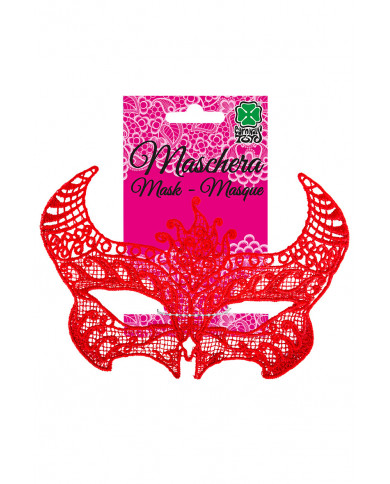 Chinless mask in red macrame' fabric, which will transform you