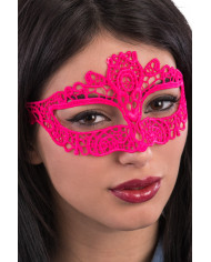 Maschera adulto, realizzata in tessuto macrame' color rosa Maschera adulto, realizzata in tessuto macrame' color rosa