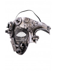 Steampunk silver chinless mask in plastic that represents the Steampunk silver chinless mask in plastic that represents the