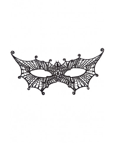 Chinless mask in black macrame' fabric shaped like a bat. Ideal Chinless mask in black macrame' fabric shaped like a bat. Ideal
