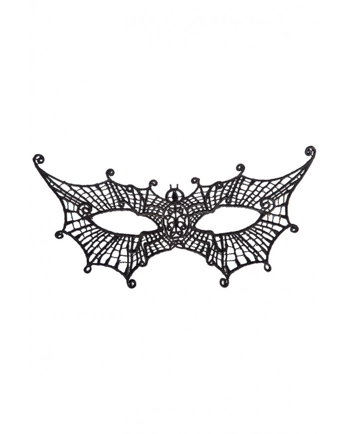 Maschera adulto, realizzata in tessuto macrame' nero a forma di Maschera adulto, realizzata in tessuto macrame' nero a forma di