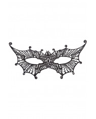 Maschera adulto, realizzata in tessuto macrame' nero a forma di Maschera adulto, realizzata in tessuto macrame' nero a forma di