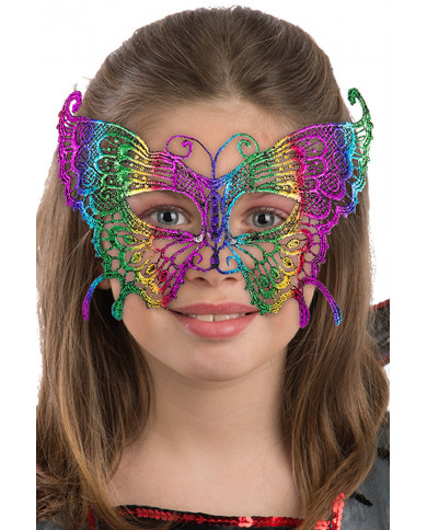 Chinless mask in multicolored macrame' fabric in the shape of a