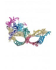 Chinless mask in multicolored macrame' fabric, to complete a Chinless mask in multicolored macrame' fabric, to complete a
