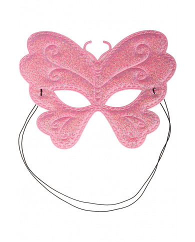 Chinless butterfly masks in metallic fabric in assorted colors. Chinless butterfly masks in metallic fabric in assorted colors.