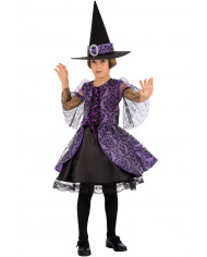 Costume da strega Maggie, bambina, realizzato in tessuto nero e