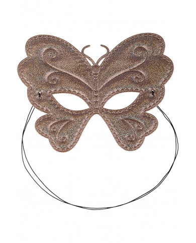 Chinless butterfly masks in metallic fabric in assorted colors. Chinless butterfly masks in metallic fabric in assorted colors.