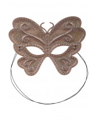 Chinless butterfly masks in metallic fabric in assorted colors. Chinless butterfly masks in metallic fabric in assorted colors.