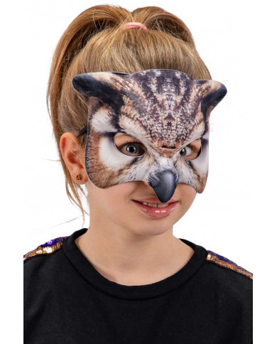 Half face owl fabric mask for children, ideal for theme Half face owl fabric mask for children, ideal for theme