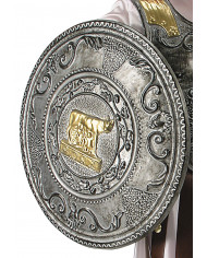 Bouclier romain avec décorations dorées, diamètre 60 cm environ avec