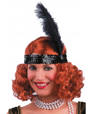 Black Charleston Diadem W/Sequins, Feathers And Diadem In Pbh Black Charleston Diadem W/Sequins, Feathers And Diadem In Pbh