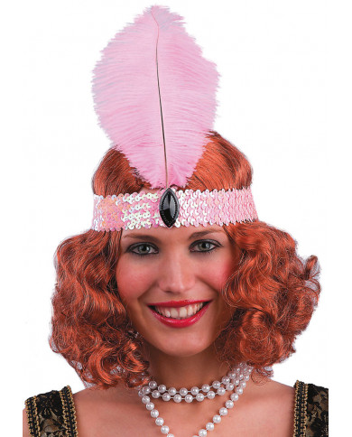 Bandeau Charleston rose avec paillettes dans une pochette avec carte Bandeau Charleston rose avec paillettes dans une pochette avec carte