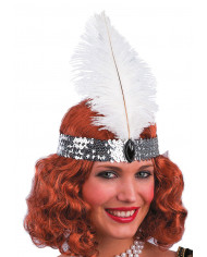 Bandeau Charleston argenté avec paillettes dans une pochette avec Bandeau Charleston argenté avec paillettes dans une pochette avec