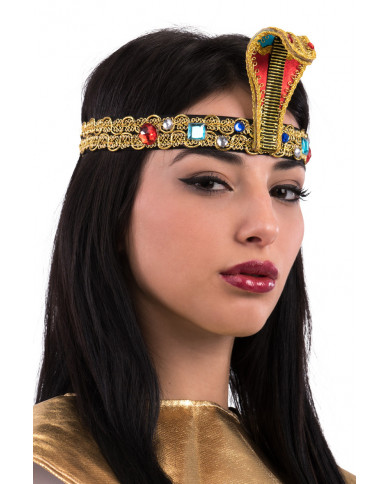 Elasticized tiara with golden trimmings, snake head and colored Elasticized tiara with golden trimmings, snake head and colored