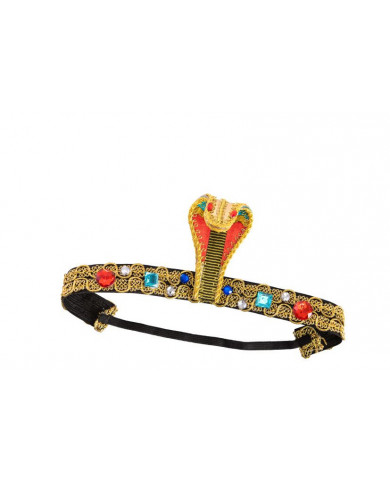 Elasticized tiara with golden trimmings, snake head and colored Elasticized tiara with golden trimmings, snake head and colored