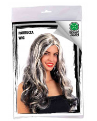 Long wavy black/white wig, ideal for hen parties, theatrical Long wavy black/white wig, ideal for hen parties, theatrical