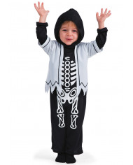 Skeleton costume for kid with printed jersey jumpsuit and