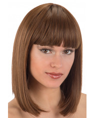 Long bobbed wig with fringe, with a natural effect yarn. You Long bobbed wig with fringe, with a natural effect yarn. You