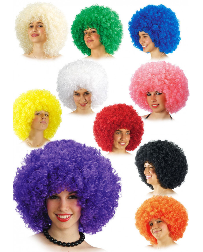 Peluca muy rizada de colores surtidos (de unos 150 gr) en estuche