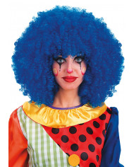 Perruque cheveux bleus crépus (environ 190 g) dans un étui