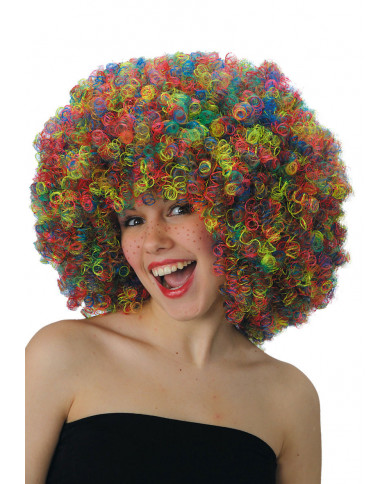 Peluca súper rizada multicolor (de unos 190 gr) en estuche