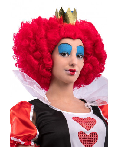 Red curly wig with golden crown, to interpret the Queen of Red curly wig with golden crown, to interpret the Queen of