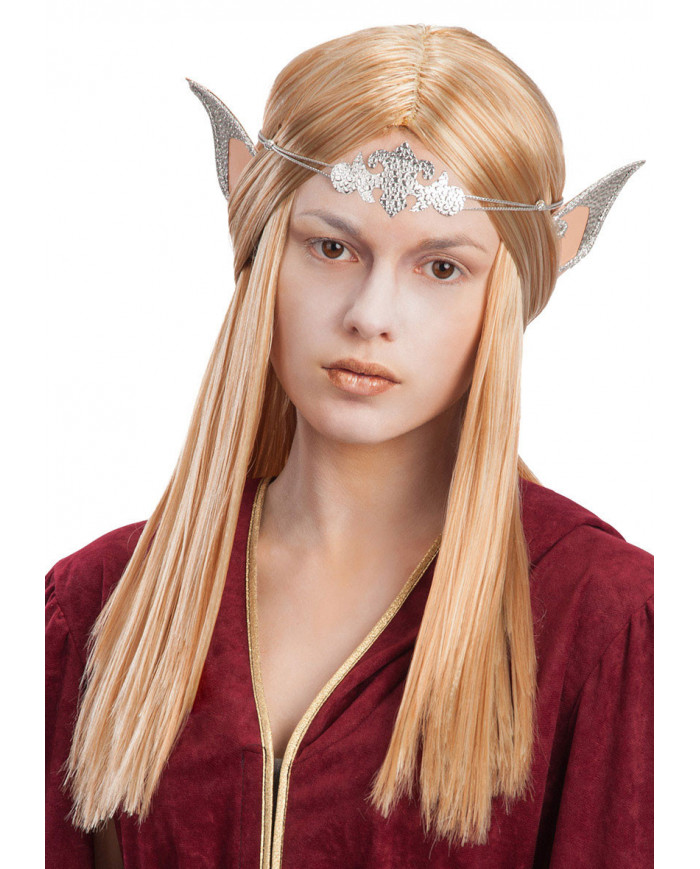 Parrucca elfo donna con orecchie e diadema in valigetta