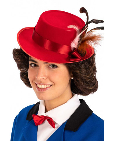 Brown wig with hat ideal for interpreting Mary Poppins, the