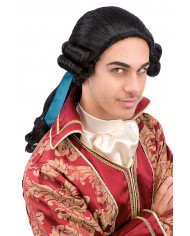 Perruque chevalier cheveux noirs dans un étui Perruque chevalier cheveux noirs dans un étui