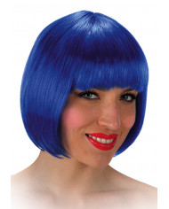 Parrucca a caschetto corto con frangia, in colore blu. Parrucca a caschetto corto con frangia, in colore blu.