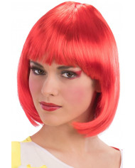 Parrucca a caschetto con frangia, in colore rosso. Accessorio