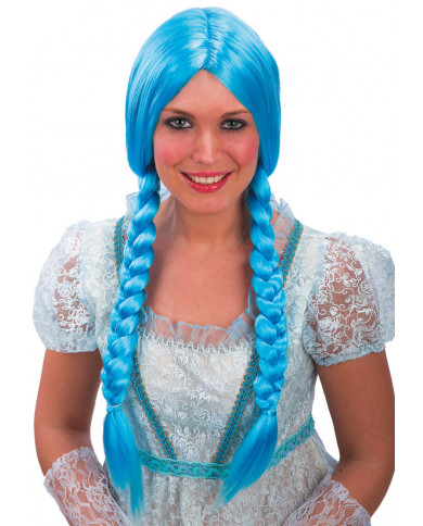 Parrucca azzurra con trecce per una bellissima fata turchina.