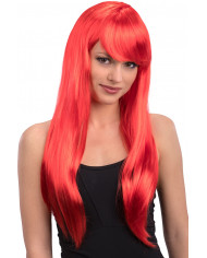 Red Extra Long Wig W/Fringe In Polybag