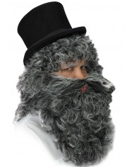 Parrucca uomo lunga con barba in colore grigio brizzolato. Parrucca uomo lunga con barba in colore grigio brizzolato.