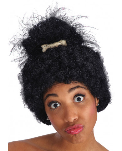 Afro-Perücke mit Knochen in Koffer Afro-Perücke mit Knochen in Koffer