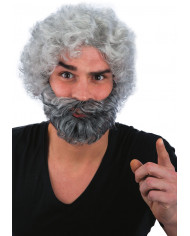 Parrucca uomo dai capelli grigi mossi con barba. Articolo Parrucca uomo dai capelli grigi mossi con barba. Articolo