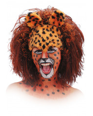 Parrucca leopardo composta da fronte e orecchie in peluche
