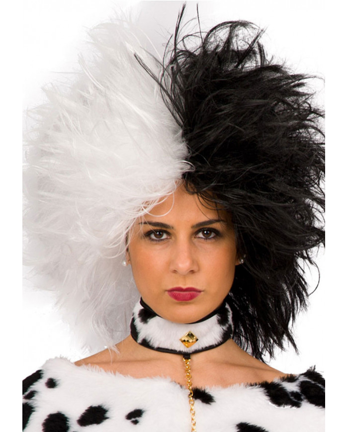 NEW ADULT CRUDELIA BLACK AND GREY HALLOWEEN WITCH PARTY WIG FANCY DRESS 