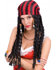 Peluca pirata con bandana en caja de PVC