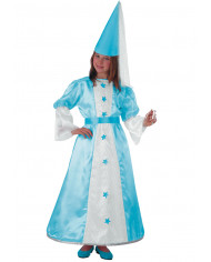 Fairy costume for kid with satin dress, wire hoop and hat.