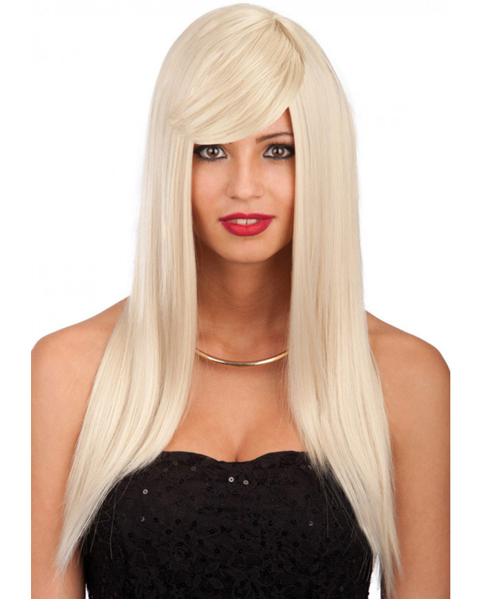 Straight Long Blong Wig With Fringe In Pvc Box