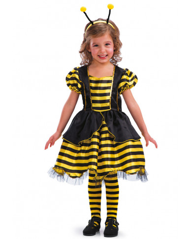 Bee costume for kid with satin fancy dress and headband, size